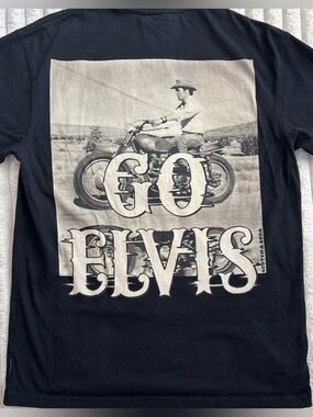 Scotch & Soda x Elvis Collab Go Elvis Unisex Medium T-Shirt Black Graphic Tee
